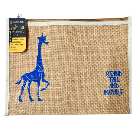 WorldOne Jute Zipper Bag - A4 (DC278)