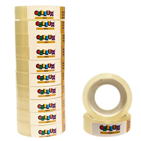 Cellux Bopp Essential Transparent Gitti Tape - 12mmX9mtr, Pack of 13