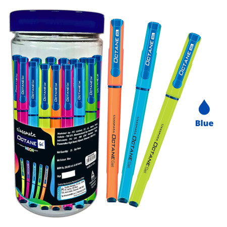 Classmate Octane Gel Neon - Blue, 25 Pcs Jar (04030254)