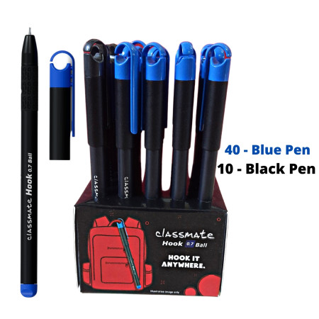 Classmate Hook 0.7mm Ball Pen - Assorted, 50 Pcs Stand (04030402)