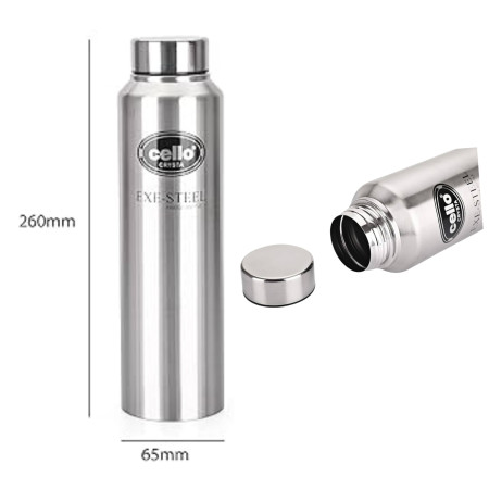 Cello Crysta 1000ml Stainless Steel Single Wall Bottle