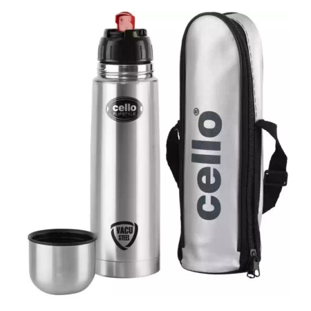 Cello Flipstyle 350ml Stainless Steel Vacuum Bullet Flask Bottle with Thermal Jacket