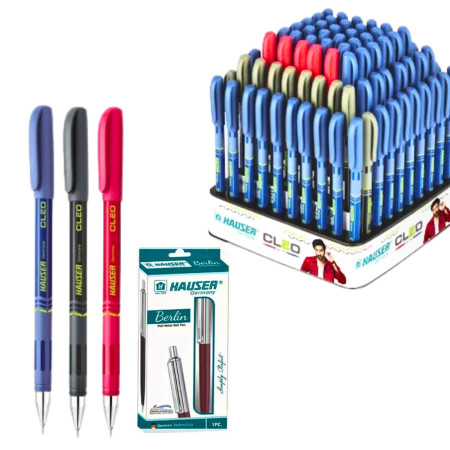 Hauser Cleo Ball Pen Assorted - 100 Pcs. Stand, Promo Pack