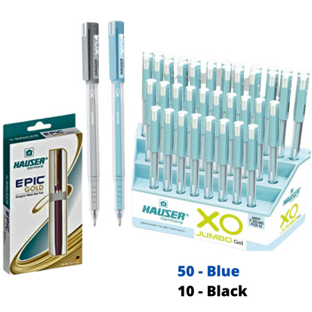 Hauser XO Jumbo Ball Pen 60 Pcs Stand - Assorted