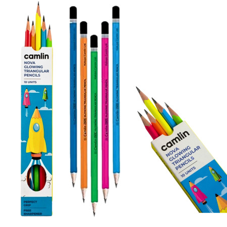 Camlin Nova Glowing Triangular Pencil - Pack of 10 Pencil