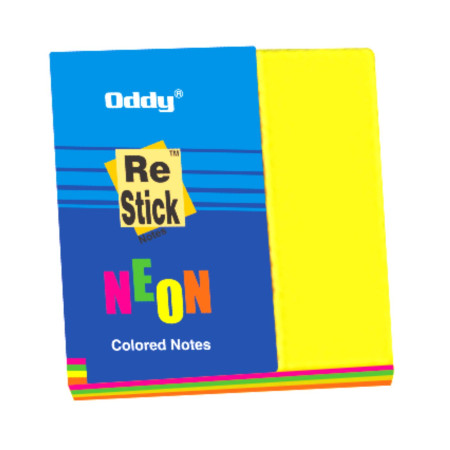 Oddy Re-Stick Notes - 75x100 mm, 4 Neon Colours, 80 Sheets (RS Neon Mix - 3x4 )