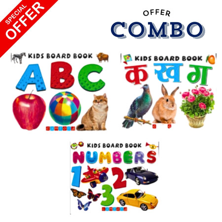 Kid's Board Book Small (Alphabets + Numbers + क , ख , ग)