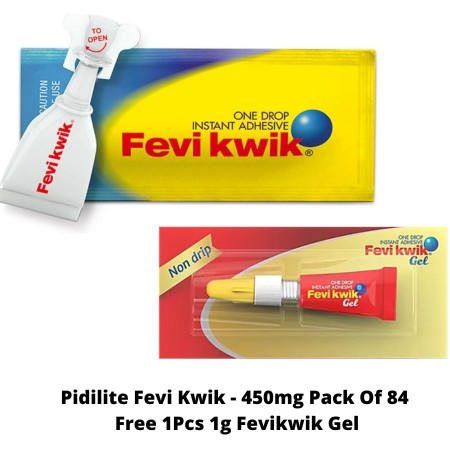 Pidilite Fevi Kwik Instant Adhesive - 450mg + 1Pcs 1g Fevikwik Gel Worth MRP Rs. 20