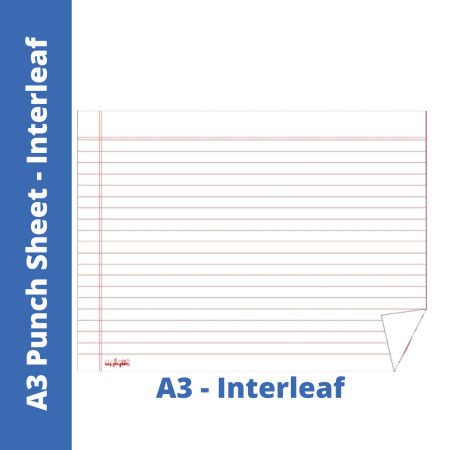 Ashoka A3 Punch Sheet Paper Single Line Interleaf - Pack of 20 Sheets