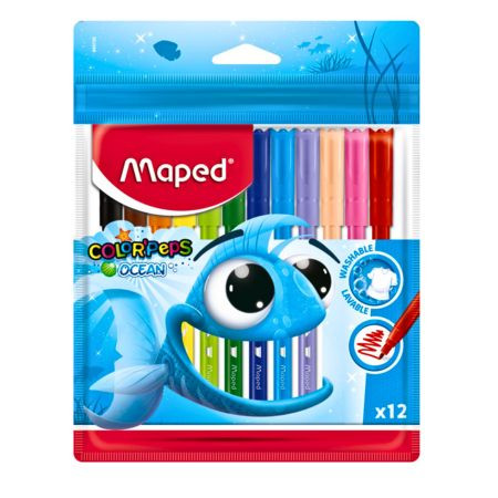 Maped Color'Peps Ocean Felt Tip Pens with Washable Ink - 12 Shades (845720)