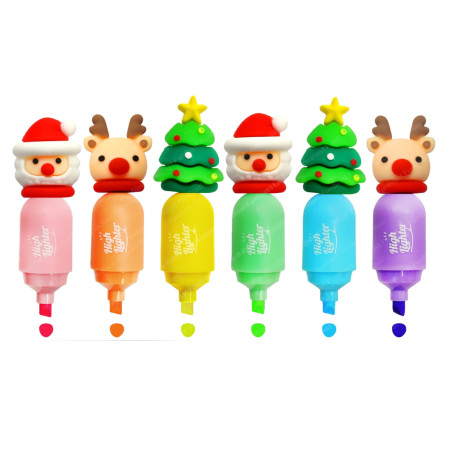 Merry Christmas Theme Color Highlighters - 6 Shades