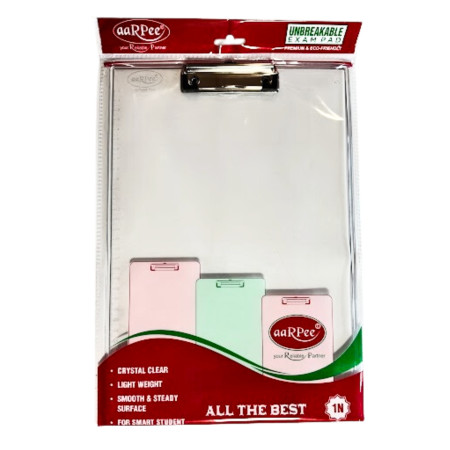 Aarpee Transparent Exam Clip Board (36x25cm) - Unbreakable