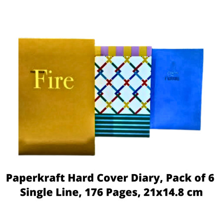 Paperkraft Hard Cover Diary Pack of 6 - Single Line, 176 Pages,21x14.8 cm (2254036)