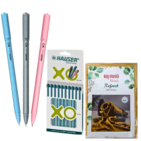 Hauser XO Ball Pen Assorted - 600 Pcs, Free 1 Pcs Towel Worth MRP - 799/-