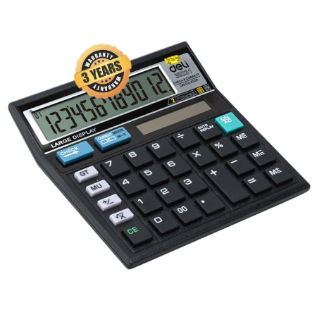 Deli 39231B Check And Correct Calculator - Black