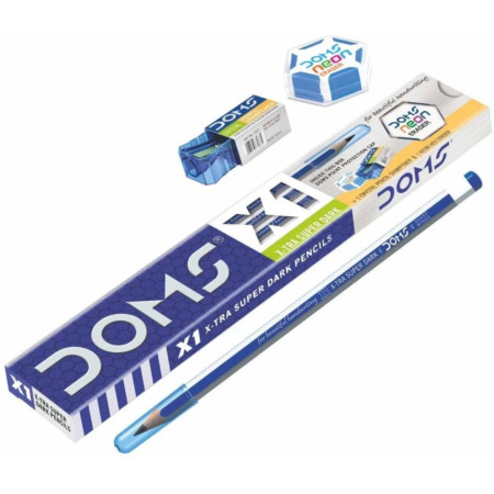 Doms X1 X-Tra Super Dark Graphite Pencil - Pack Of 10 Pencils