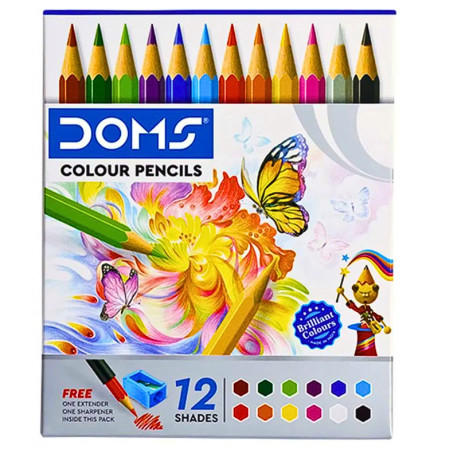 Doms Pencil Colour Small - 12 Shades (85mm Length Each)