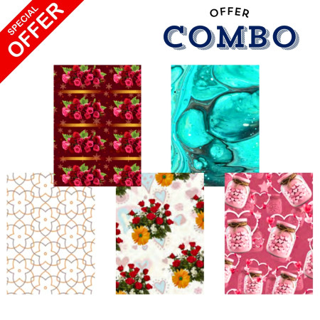 Gift Wrapping Paper - 5 Mix Designs Combo, Pack of 25 Sheets 68x47cm (02)