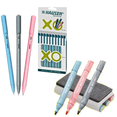 Hauser XO Ball Pen Assorted - 400 Pcs, Free XO Whiteboard Marker & Magnetic Duster Set MRP - 450 /-