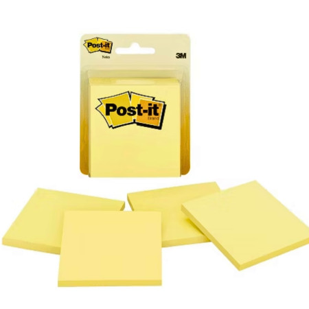 3M Post it Sticky Notes 76x76mm - Yellow, 100 Sheets (3"x3" Inch)