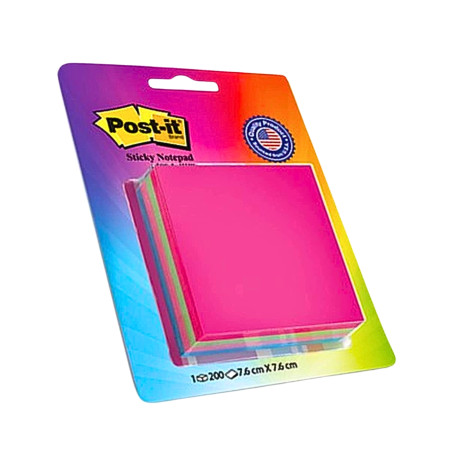 3M Post it Sticky Notes 76x76mm - Multicolour, 200 Sheets (3"x3" Inch)