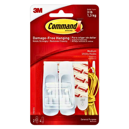 3M Command Medium Utility Hooks - Pack of 2 Hooks