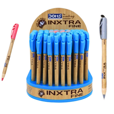 Doms Inxtra Fine Ball Point Pen - Assorted, 100 Pcs Stand