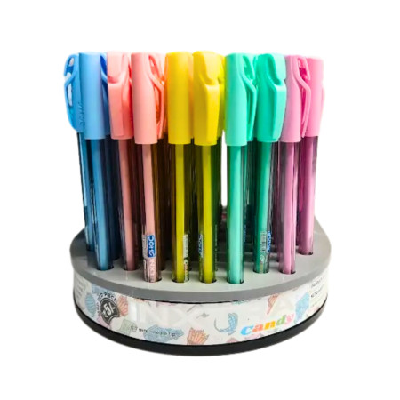Doms Inxtra Candy Ball Pen - Blue, 100 Pcs Stand