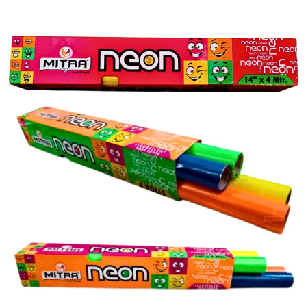 Mitra Neon Book Cover Roll Pack of 4 Rolls  - 14" x 4mtr