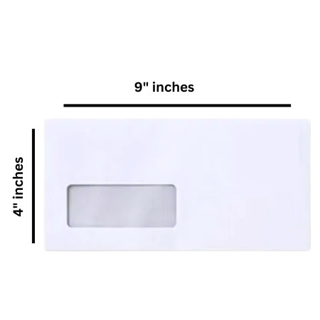 Taj Mahal White Window Envelope 9"X4" inches
