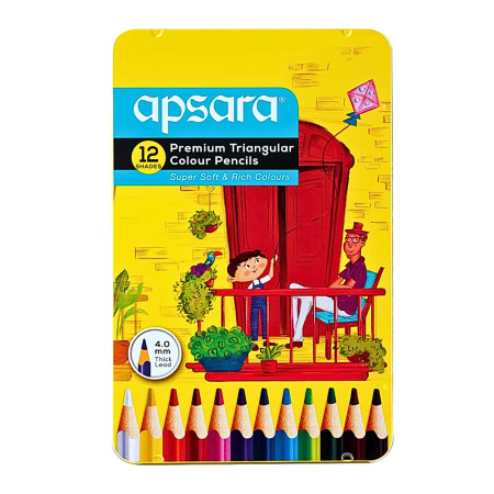 Apsara Triangular Pencil Colours - 12 Shades