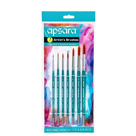 Apsara Round Assorted Paint Brush, Pack of 7
