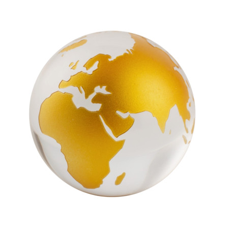 Kebica Paper Weight - Transparent with Golden World Map