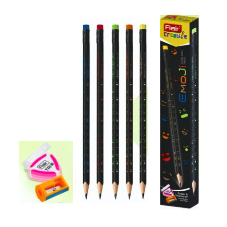 Flair Creative Emoji Extra Super Dark Pencil - Pack of 10 Pencil